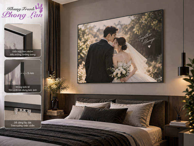 khung ảnh cưới nẹp nhôm thanh lịch