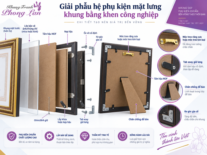 Infographic giải phẫu hệ phụ kiện mặt lưng khung bằng khen công nghiệp