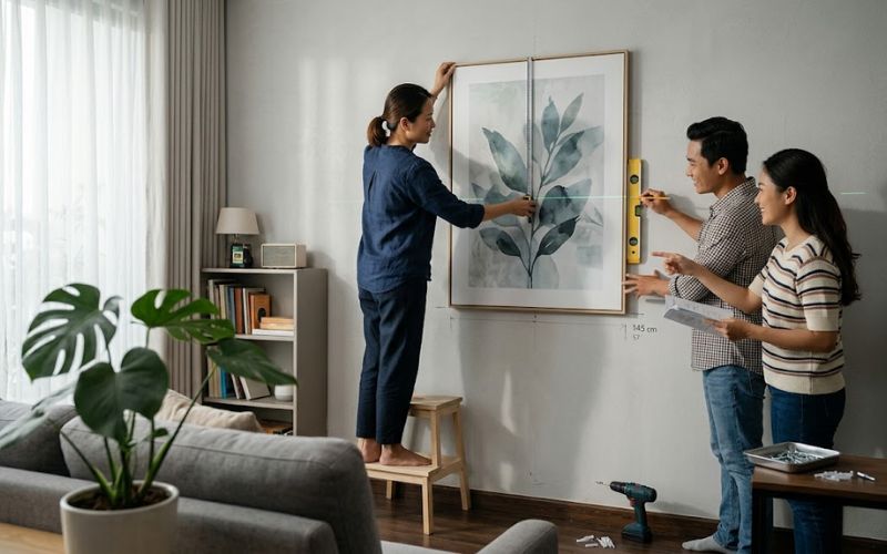 Xác định chiều cao treo tranh chuẩn
