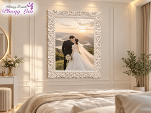 khung ảnh cưới cổ điển treo phòng ngủ