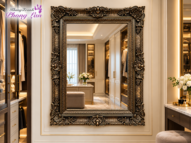 Tuyệt tác khung gương cổ điển Baroque bố trí phòng thay đồ